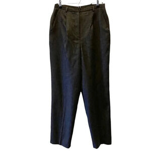 Vintage  High Waisted Wool Trousers Pleated Pants Lined Charcoal Grey Size 8